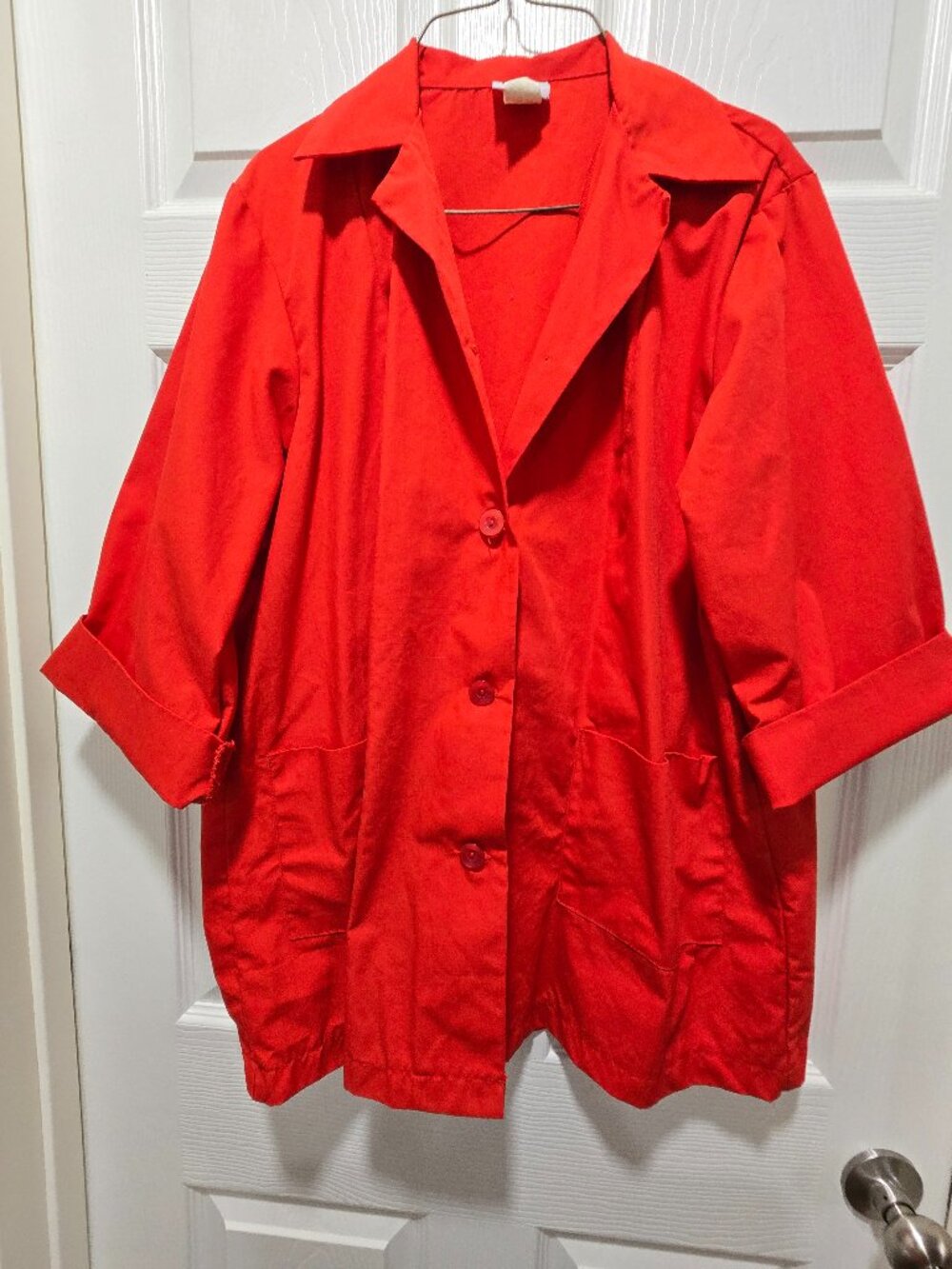 S&H Uniform Smock Red Large Pockets Chore Worker Retro Vintage Style